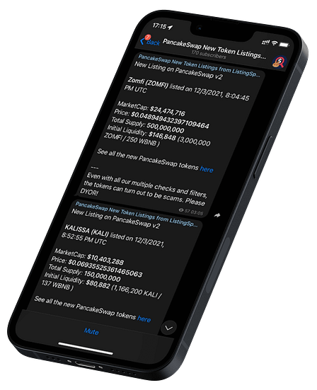 Crypto alert in Telegram